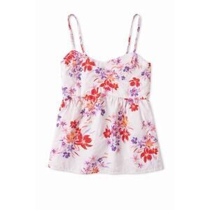 Hippie Rose M Floral Tank Top Smocked Babydoll Cami Adjustable Straps